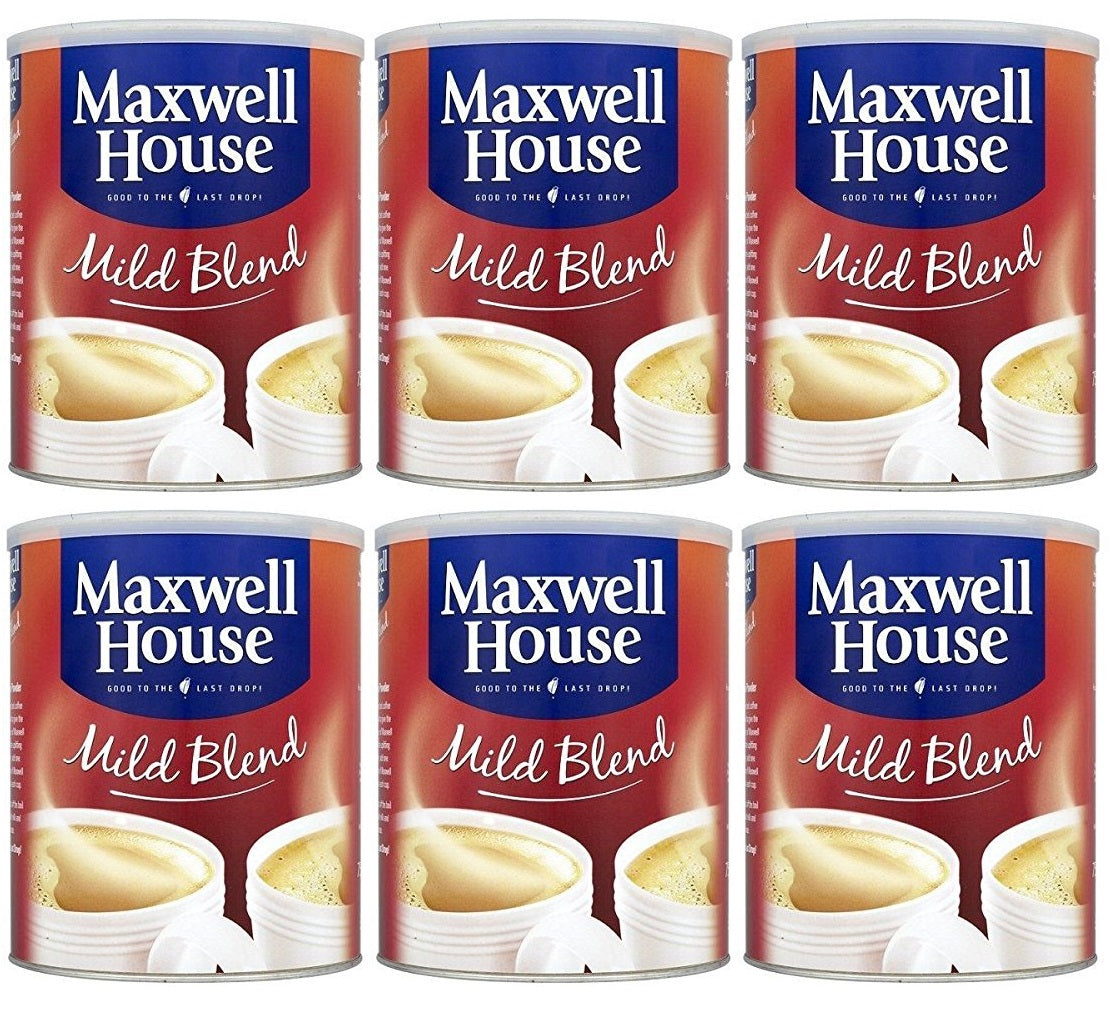 6 x Maxwell House Mild Instant Coffee Tin 750G