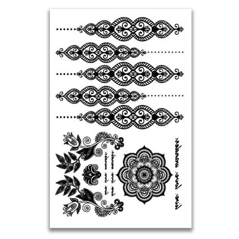 Black lace waterproof tattoo stickers