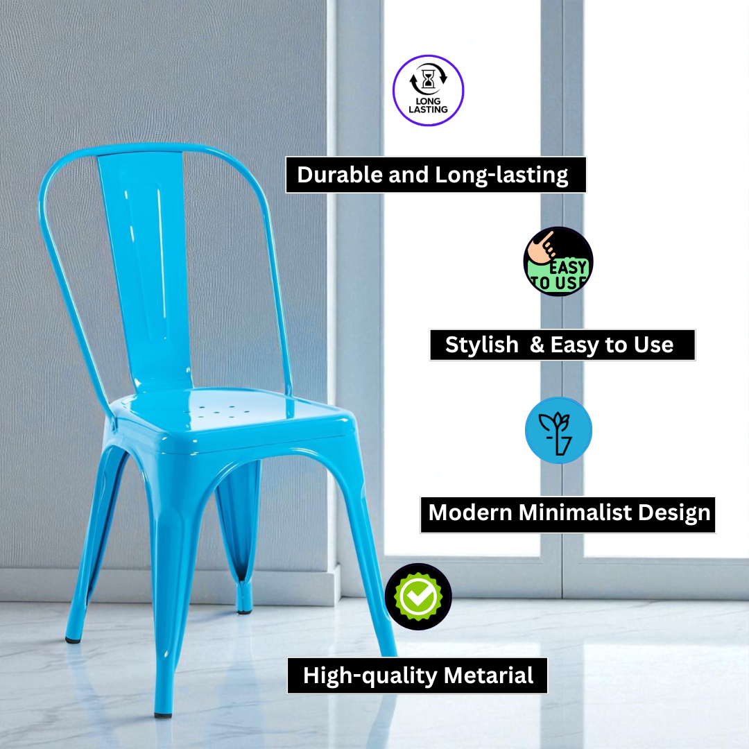 85CM BLUE METAL DINING CHAIR