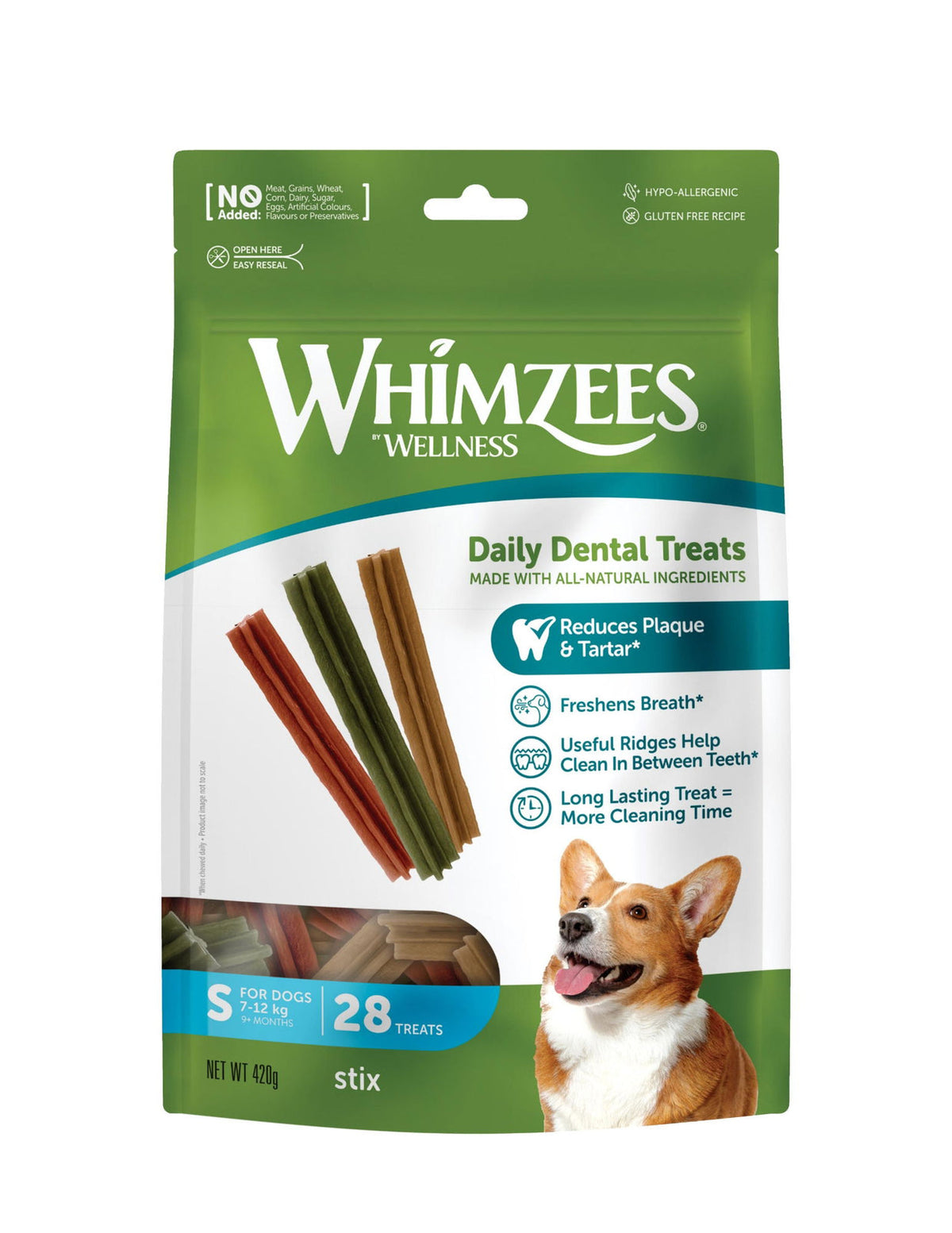 Whimzees Stix Small 12cm 24 Pack (+ 4 Foc) - Case of 6