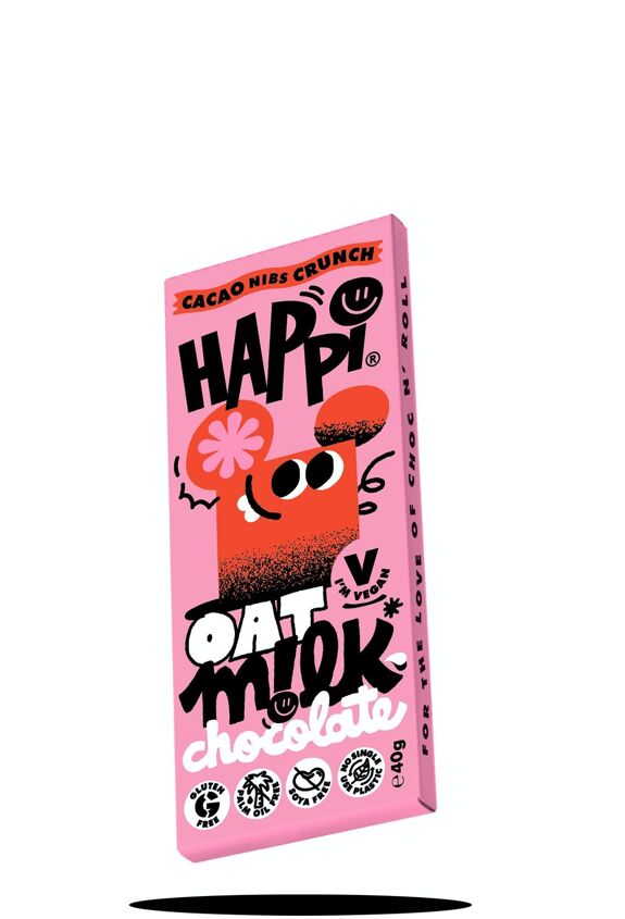 Cacao Nibs Crunch Happi Vegan Oat M!lk Chocolate Bar - 40g