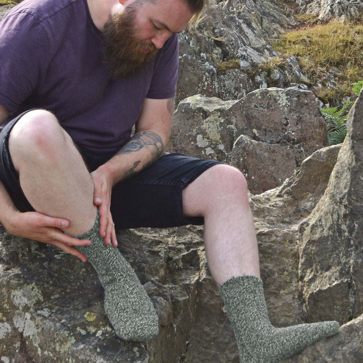 3 Pack Mens 100% Wool Socks with Reinforced Heel and Toe