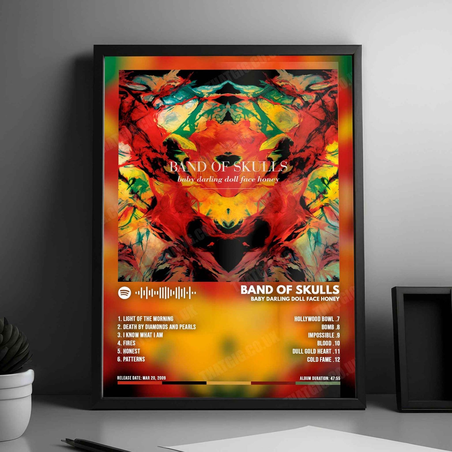 Band Of Skulls "Baby Darling Doll Face Honey" Album Cover Poster - with Complete Tracklist
