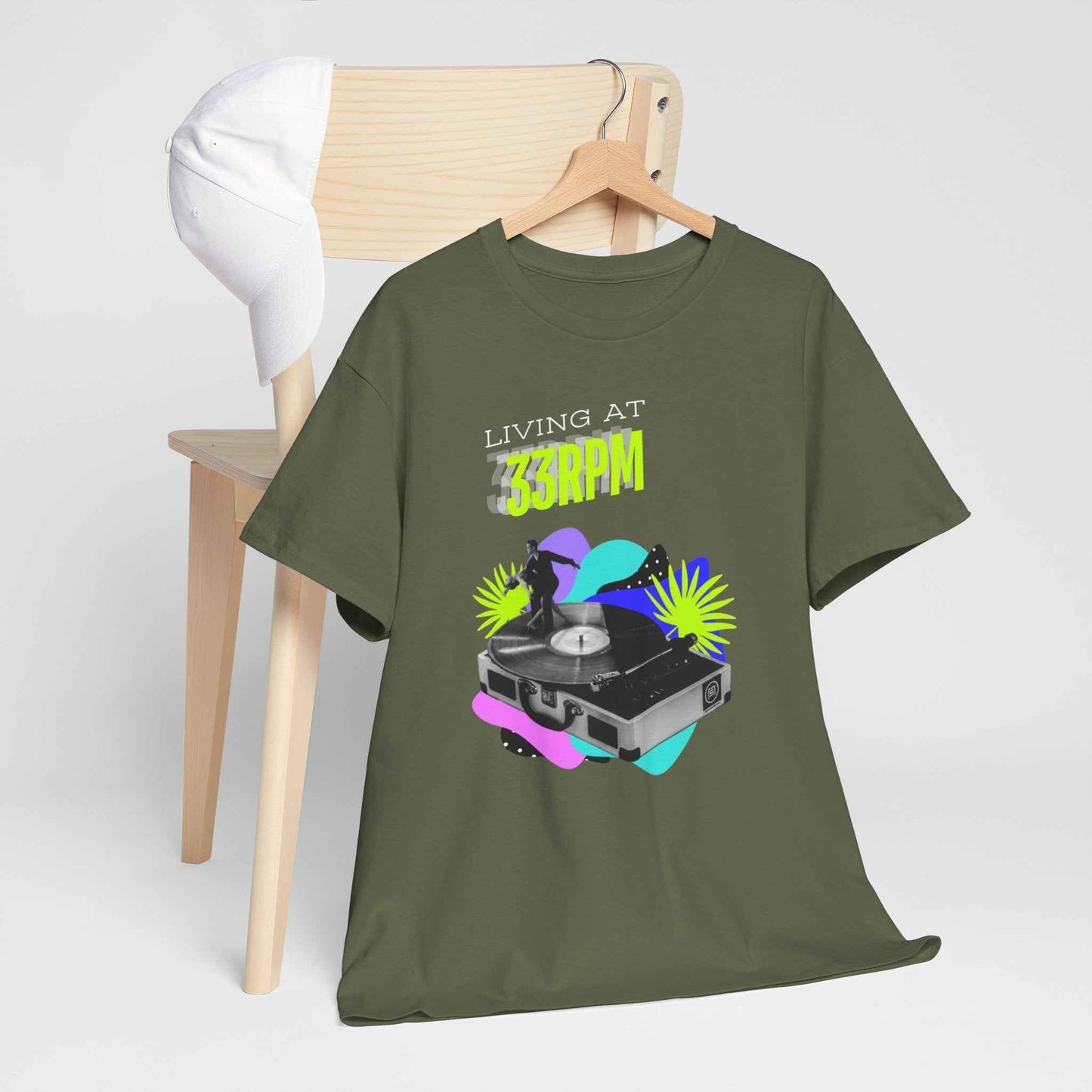 'Living at 33rpm' Flouro Men's T-Shirt