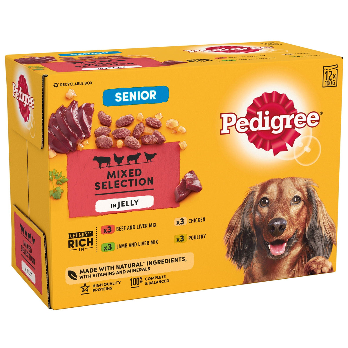 PEDIGREE Senior Wet Dog Food Pouch in Jelly 12 x 100g - Case of 4