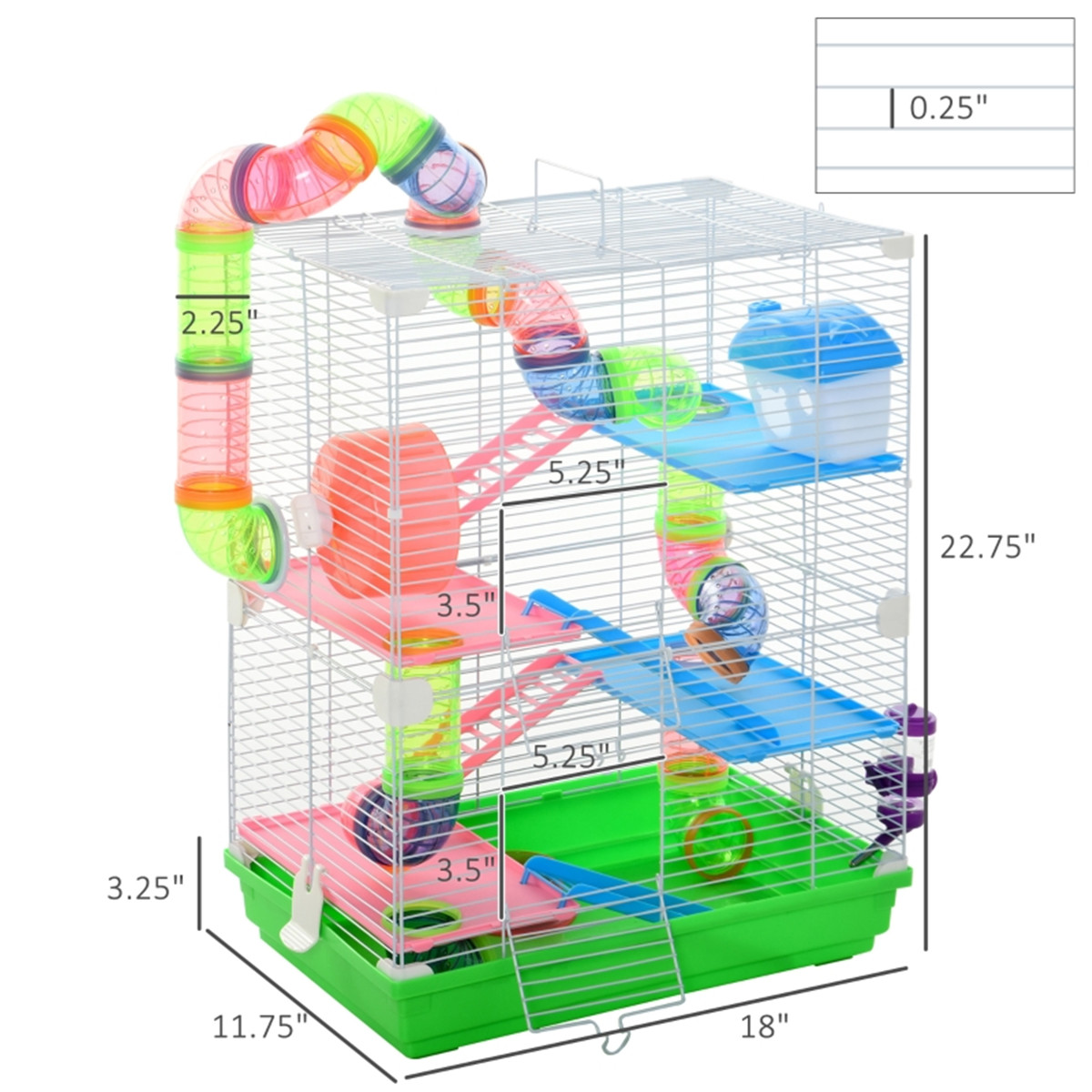 Hamster Cage 18" L x 11.75" W x 22.75" H (Without Tube and Water Bottle)