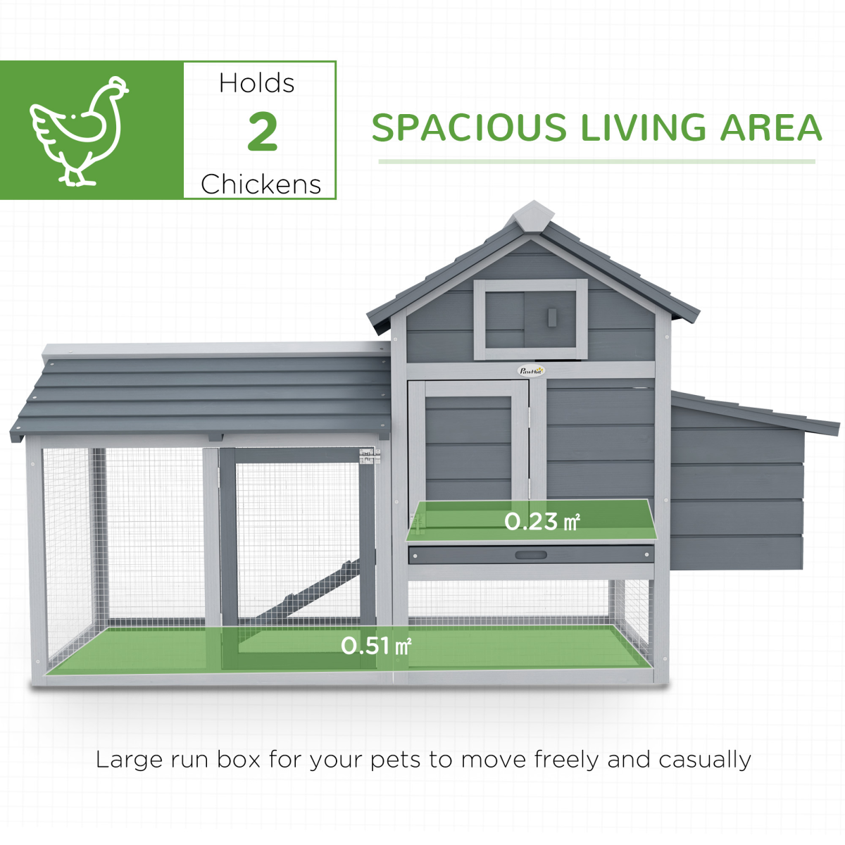 Small Chicken Coop Hen Cage Nesting Box w/ Outdoor Run Grey 150.5 x 54 x 87 cm