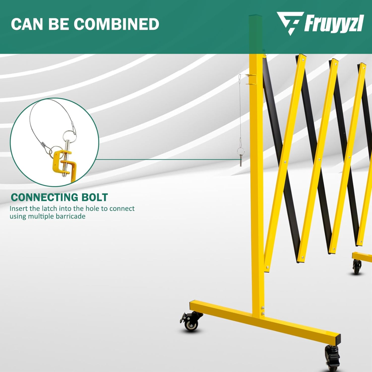 Metal Expandable Barricade, 11 Feet Retractable Fence Outdoor, Mobile Safety Barrier Gate, Easily Assembled Expanding Gate with Casters, Collapsible Accordion Barricade Gate Outdoor