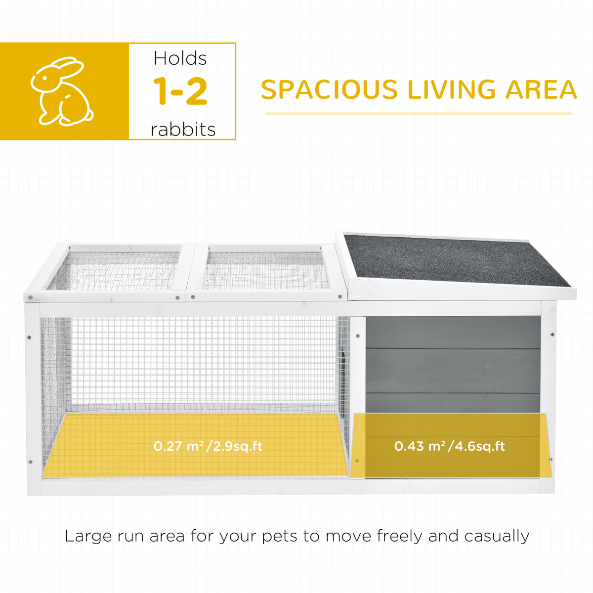 Rabbit Hutch Small Animal Cage Pet Run Cover, with Water-resistant Asphalt Roof