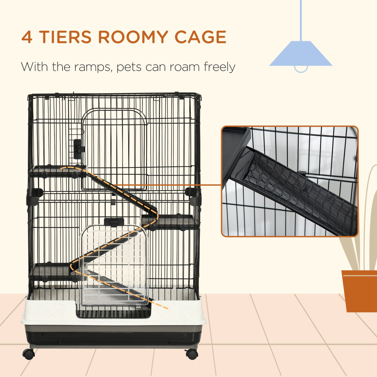 3 Tier Small Animal Cage Pet Play House for Rabbits Ferret Chinchilla W/ Ramp