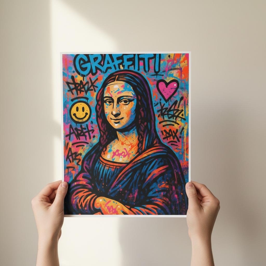 Urban Mona Lisa Graffiti Poster – Semi-Glossy Wall Art 🎨 40x50 cm / 16x20″