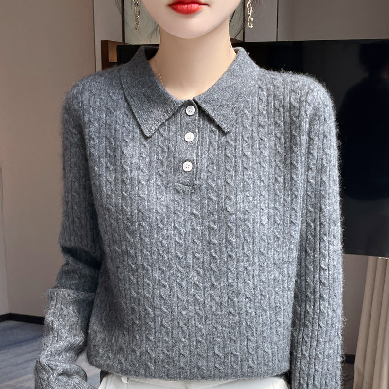 Women's Ribbed-knit Loose-fitting Thickened Sweater All-match Top