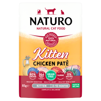 12 x Naturo Kitten Pouch Chicken Pate - 85GM