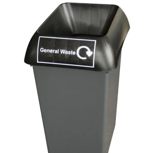 50L Recycling Bin with Black Lid & General Waste Logo