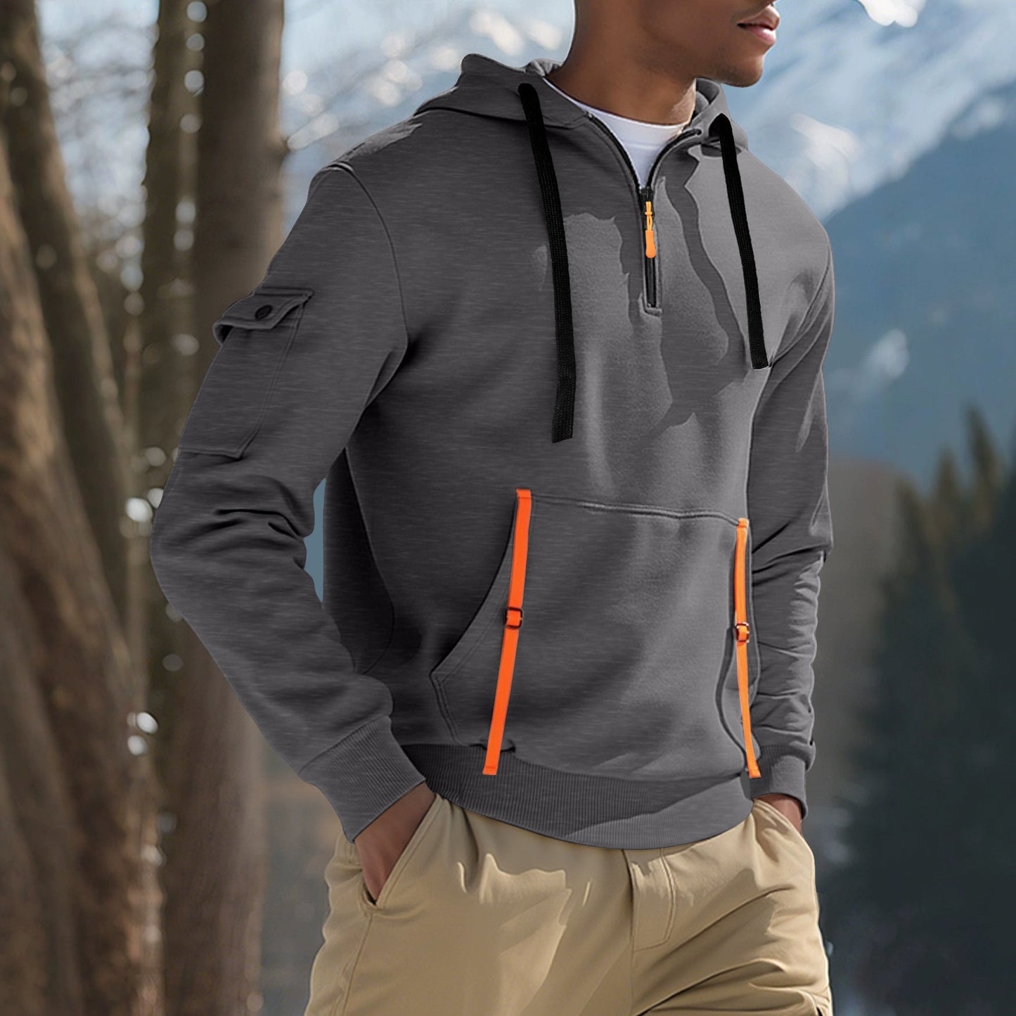Men's Fleece-lined Casual Sweatshirt Fashion Hoodie