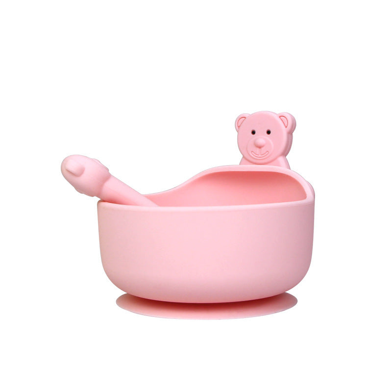 Silicone Baby Bowl & Spoon Set - 3pc Suction Base BPA-Free