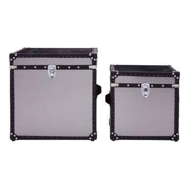 Kensington Townhouse Black And White Genuine Cowhide Storage Trunk Set