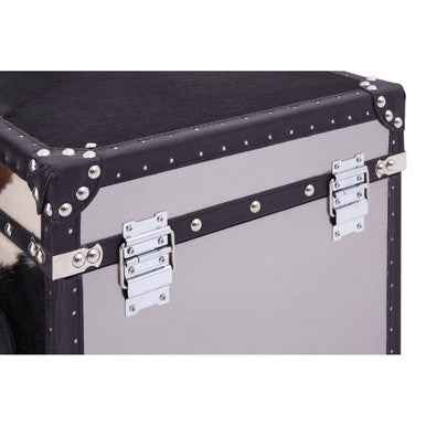 Kensington Townhouse Black And White Genuine Cowhide Storage Trunk Set