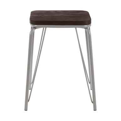 District Grey Metal And Elm Small Wood Stool
