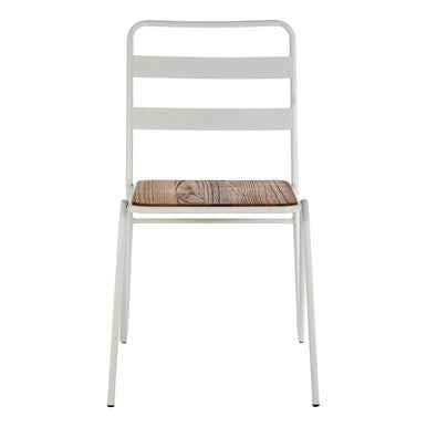 District White Metal And Elm Wood Chair