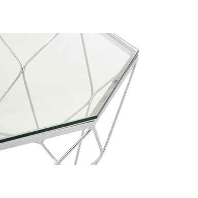 Allure Hexagon Tempered Glass Chrome Coffee Table