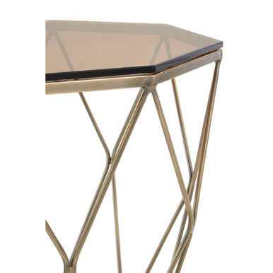 Allure End Table With Brushed Bronze Base
