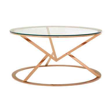 Allure Corseted Round Rose Gold Coffee Table
