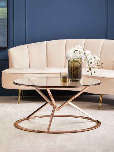 Allure Corseted Round Rose Gold Coffee Table