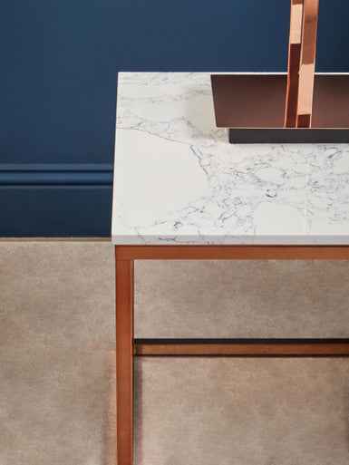 Allure Square White Marble And Rose Gold Square End Table