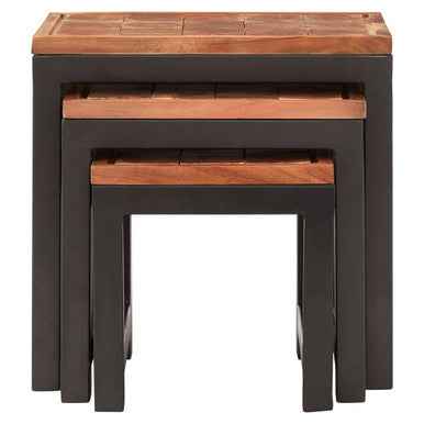 Artisan Acacia Wood and Metal Nesting Tables