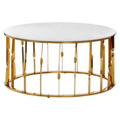 Arezzo Round Coffee Table With Gold Finish Frame