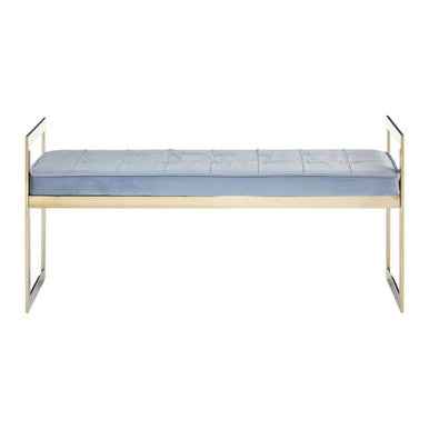 Allure Powder Blue And Gold Tufted Bench