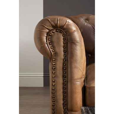 Buffalo 3 Seat Light Brown Leather Sofa