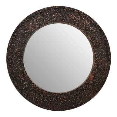 Akola Copper Finish Round Wall Mirror