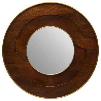Siva Mango Wood Natural Round Wall Mirror