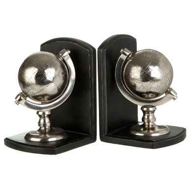Kensington Townhouse Silver Globe Bookends