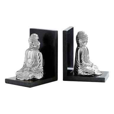 Kinsley Set of 2 Buddha Bookends with Marble Base