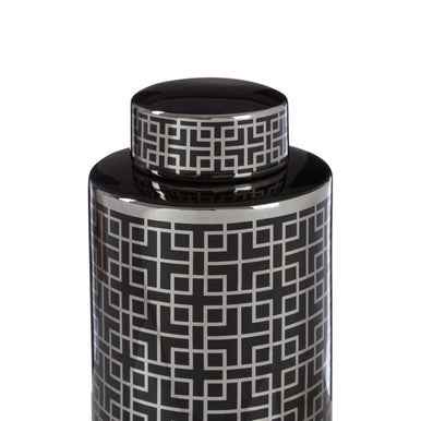 Daria Black And Silver Finish Large Ceramic Jar
