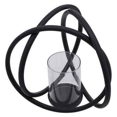 Aura Medium Matte Black Finish Candle Holder