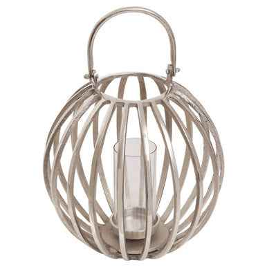 Aura Large Silver Finish Lantern