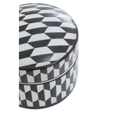 Marlo Large Black and White Geometric Print Ceramic Trinket Box