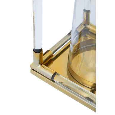 Lucita Double Candle Holder in Gold Finish and Acrylic