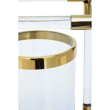 Lucita Double Candle Holder in Gold Finish and Acrylic