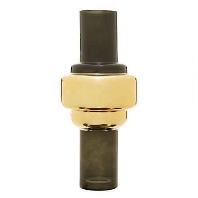 Cayden Large Smoked Black And Gold Vase