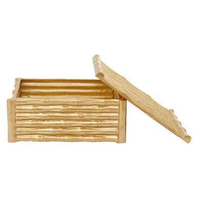 Hiba Large Gold Finish Bamboo Effect Trinket Box