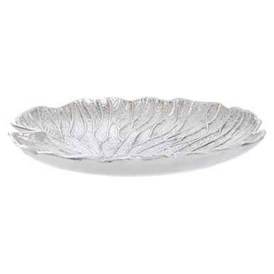 Salma Large Silver Finish Lotus Leaf Plate.