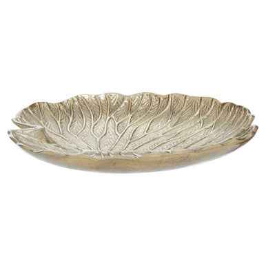 Salma Large Gold Finish Lotus Leaf Plate.