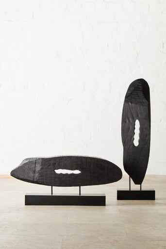 Fidel Rustic Black Vertical Mango Wood Slice Sculpture