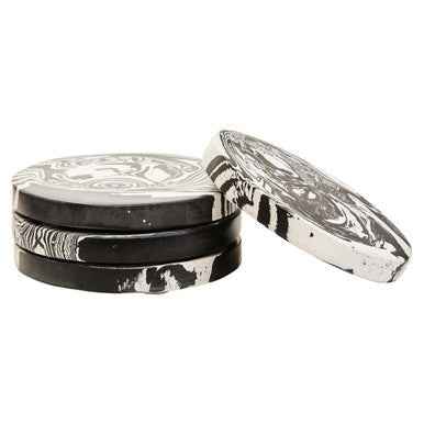 Helsa Set of Four Black And White Marble Coasters