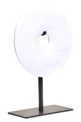 Zoro Extra Small Round White Marble Disc Sculpture